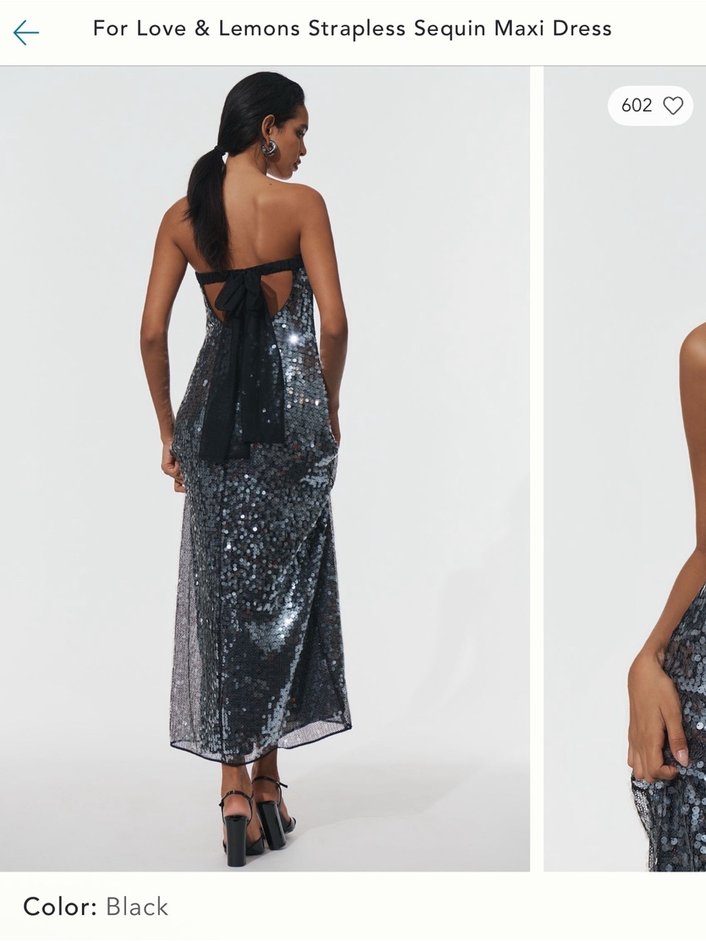 For Love & Lemons Strapless Sequin Maxi Dress - Silver - Picture 2 of 6
